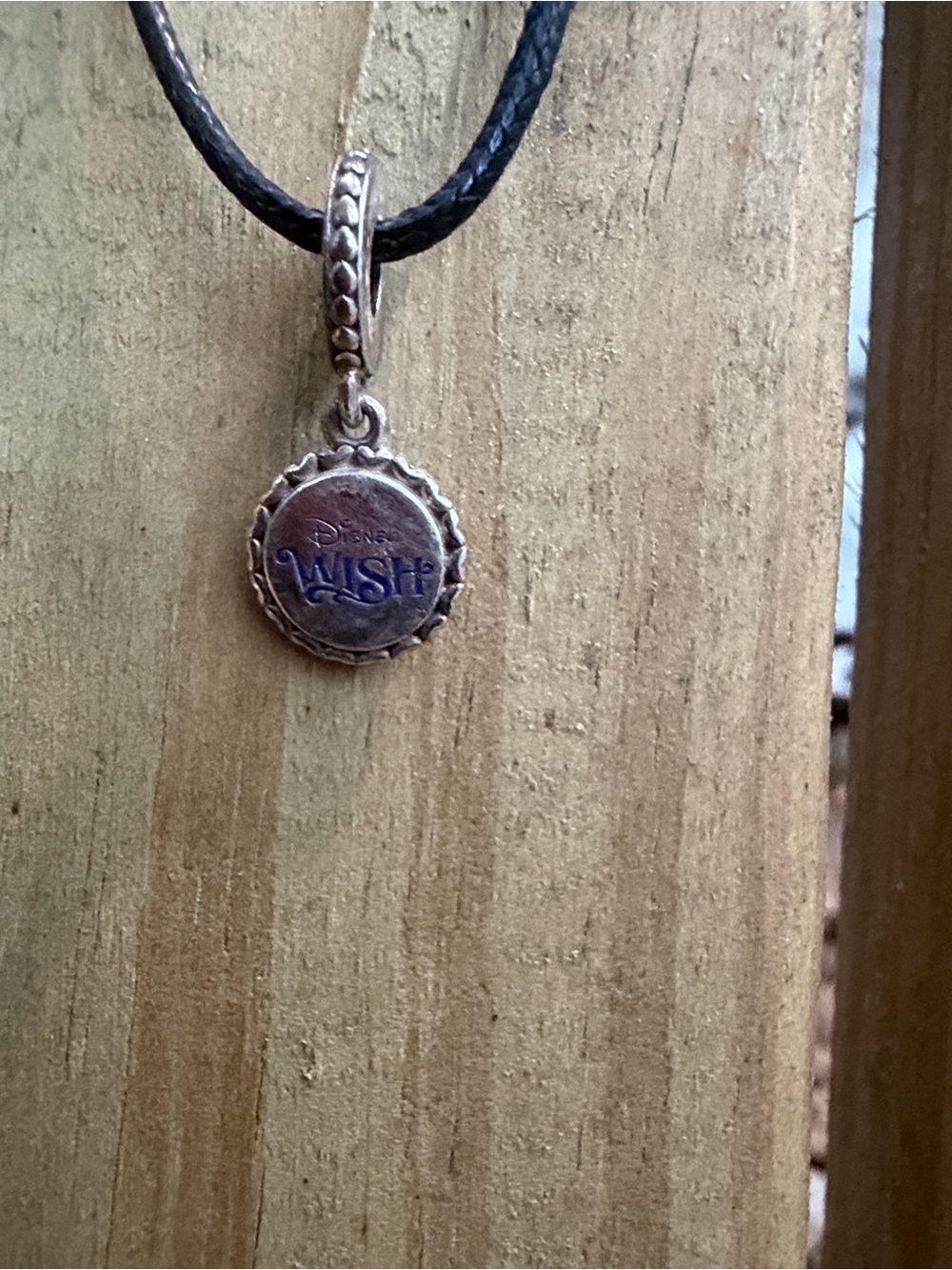 Silver  'Wish' Round Pendant Necklace Disney cruise line  cruise ship